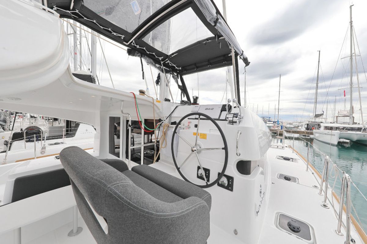 Cockpit of LANCELOT, a Lagoon 40 catamaran at Općina Sukošan, Croatia