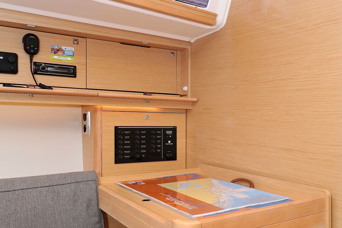 Salon of Seeadler, a Dufour 430 sailboat at Grad Vodice, Croatia