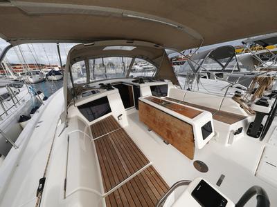 Deck of Seeadler, a Dufour 430 sailboat at Grad Vodice, Croatia
