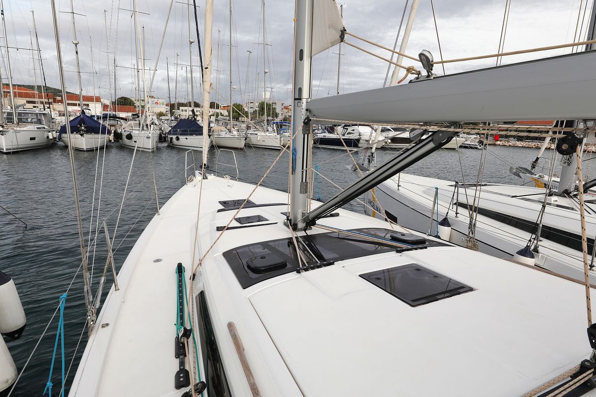 Exterior view of Seeadler, a Dufour 430 sailboat at Grad Vodice, Croatia