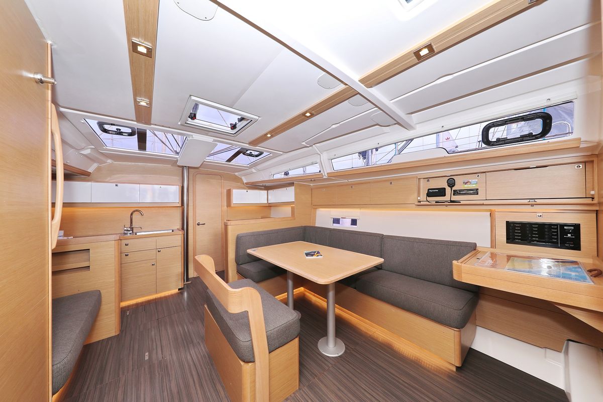 Salon of Seeadler, a Dufour 430 sailboat at Grad Vodice, Croatia