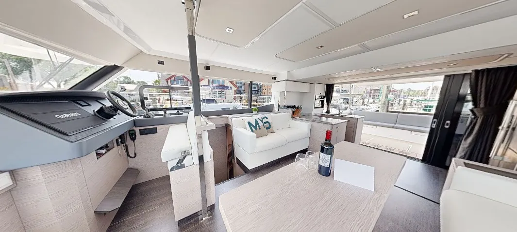 Salon of La Dolce Vita, a Fountaine Pajot MY6 catamaran at Chesapeake, United States