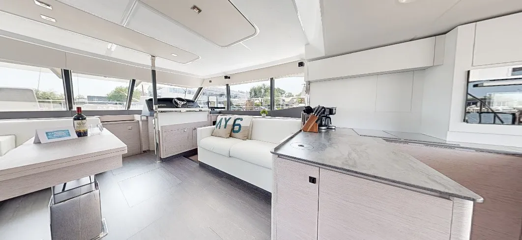 Salon of La Dolce Vita, a Fountaine Pajot MY6 catamaran at Chesapeake, United States