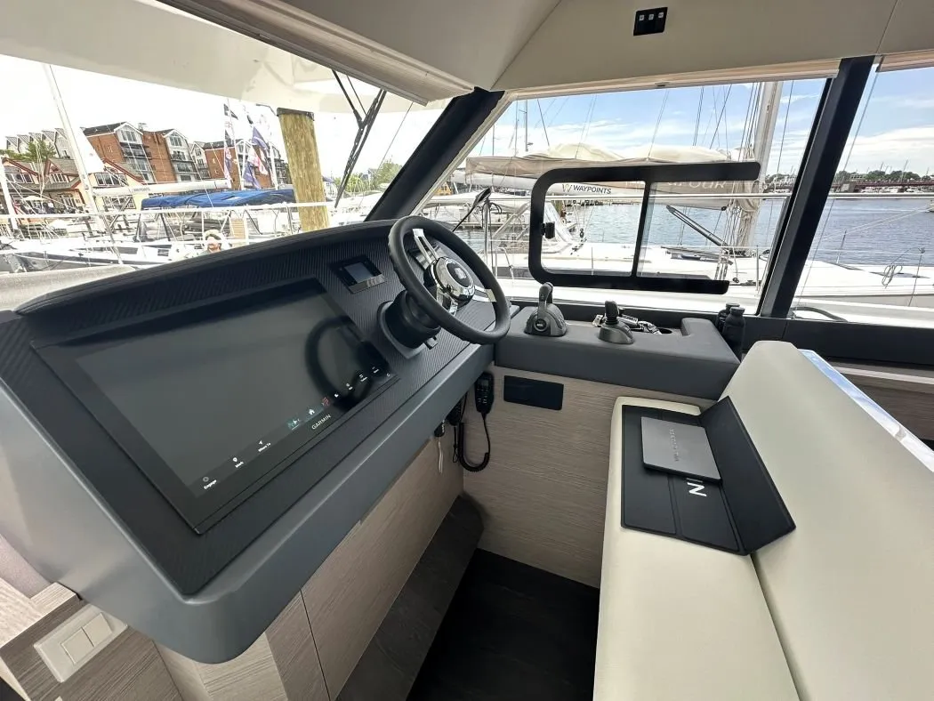 Cockpit of La Dolce Vita, a Fountaine Pajot MY6 catamaran at Chesapeake, United States
