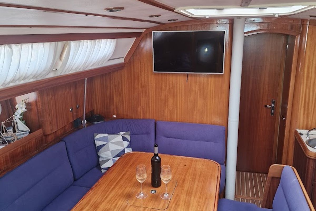 Salon of Maslina, a Elan 45 sailboat at Split, Croatia