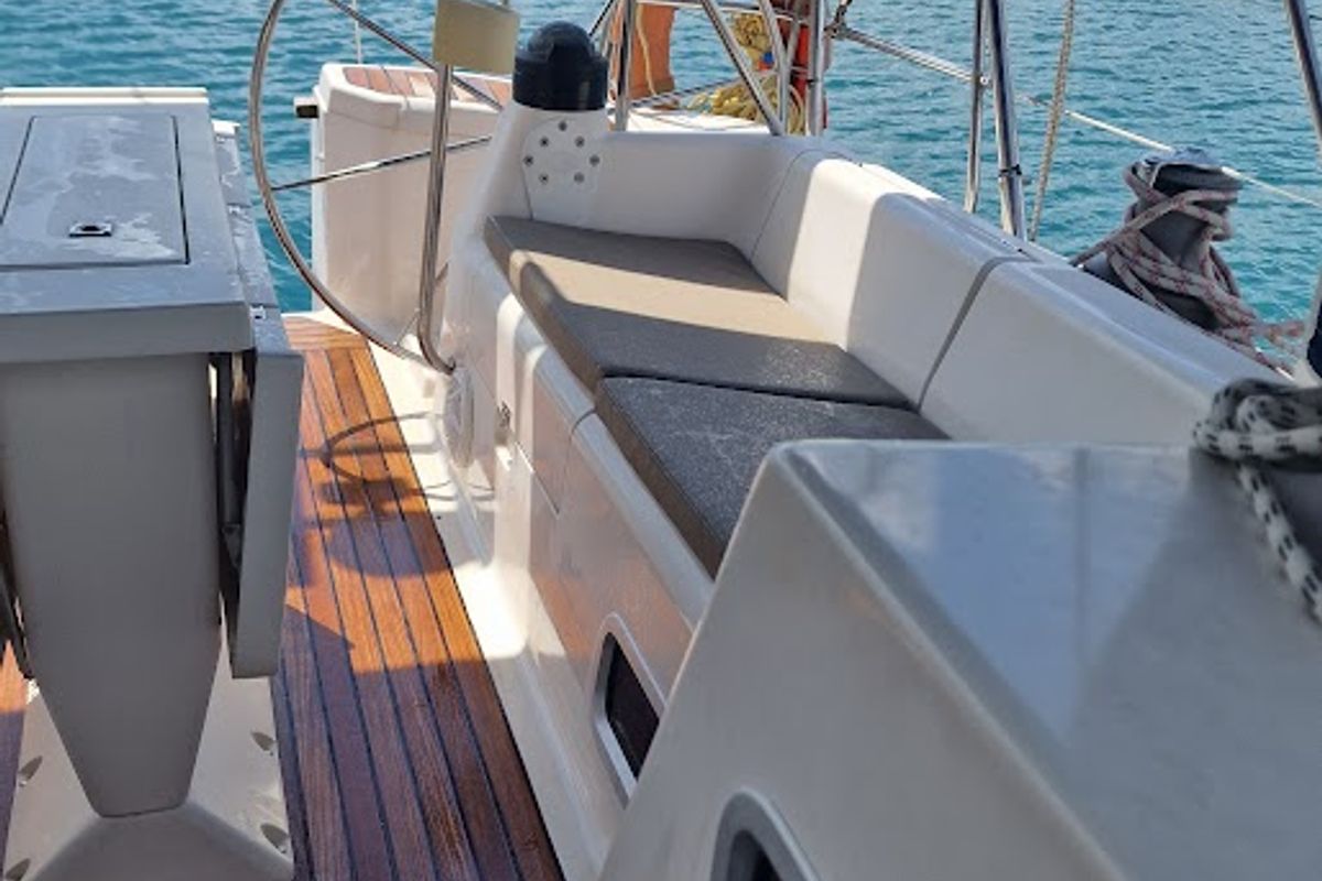 Deck of Maslina, a Elan 45 sailboat at Split, Croatia