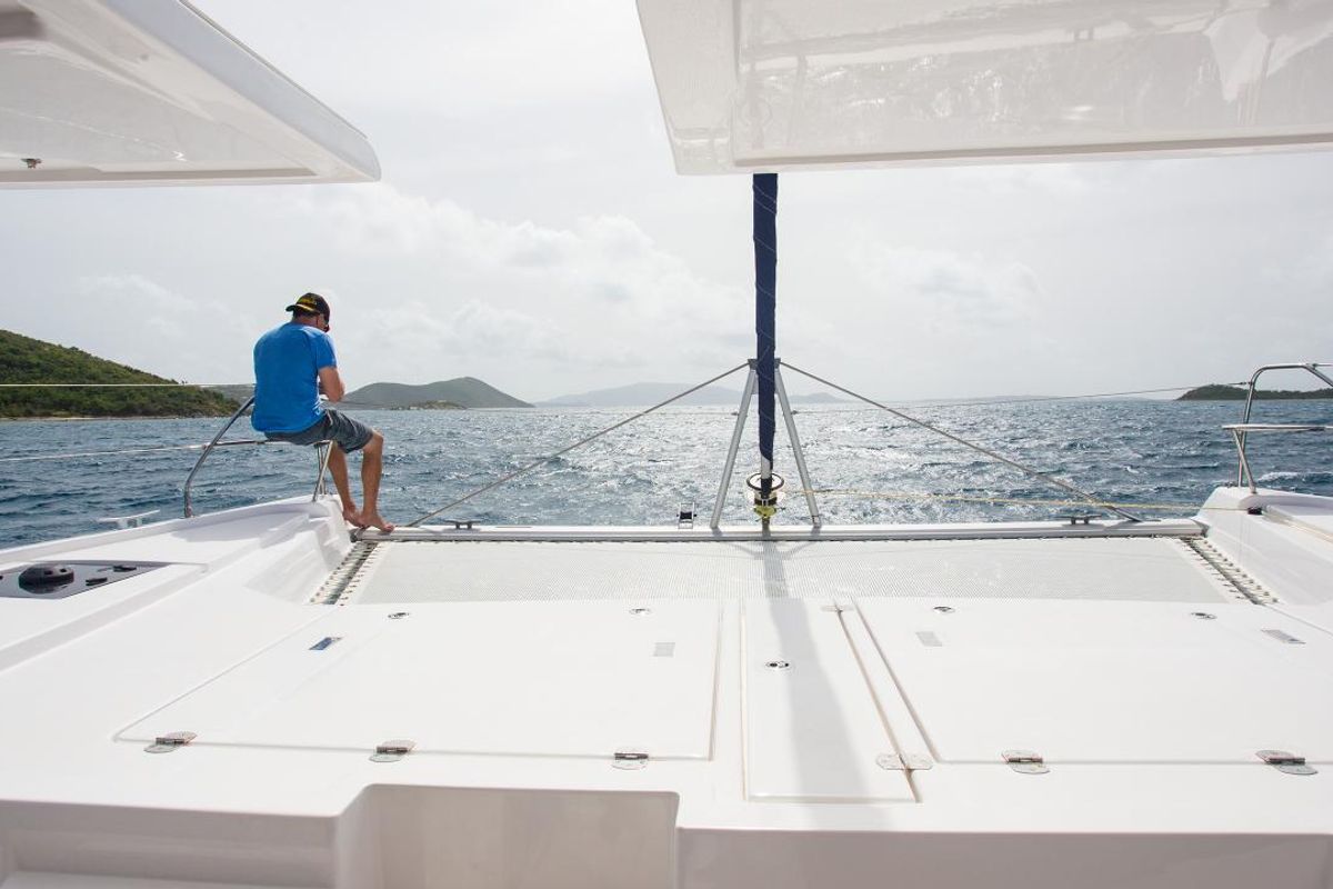 Deck of Moorings 5000 Exclusive, a Leopard 50 catamaran at Marigot, France