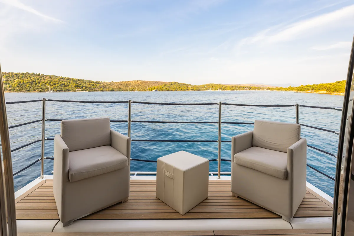 Deck of Morning Star, a Gulet Motoryacht yacht at Seget Donji, Croatia