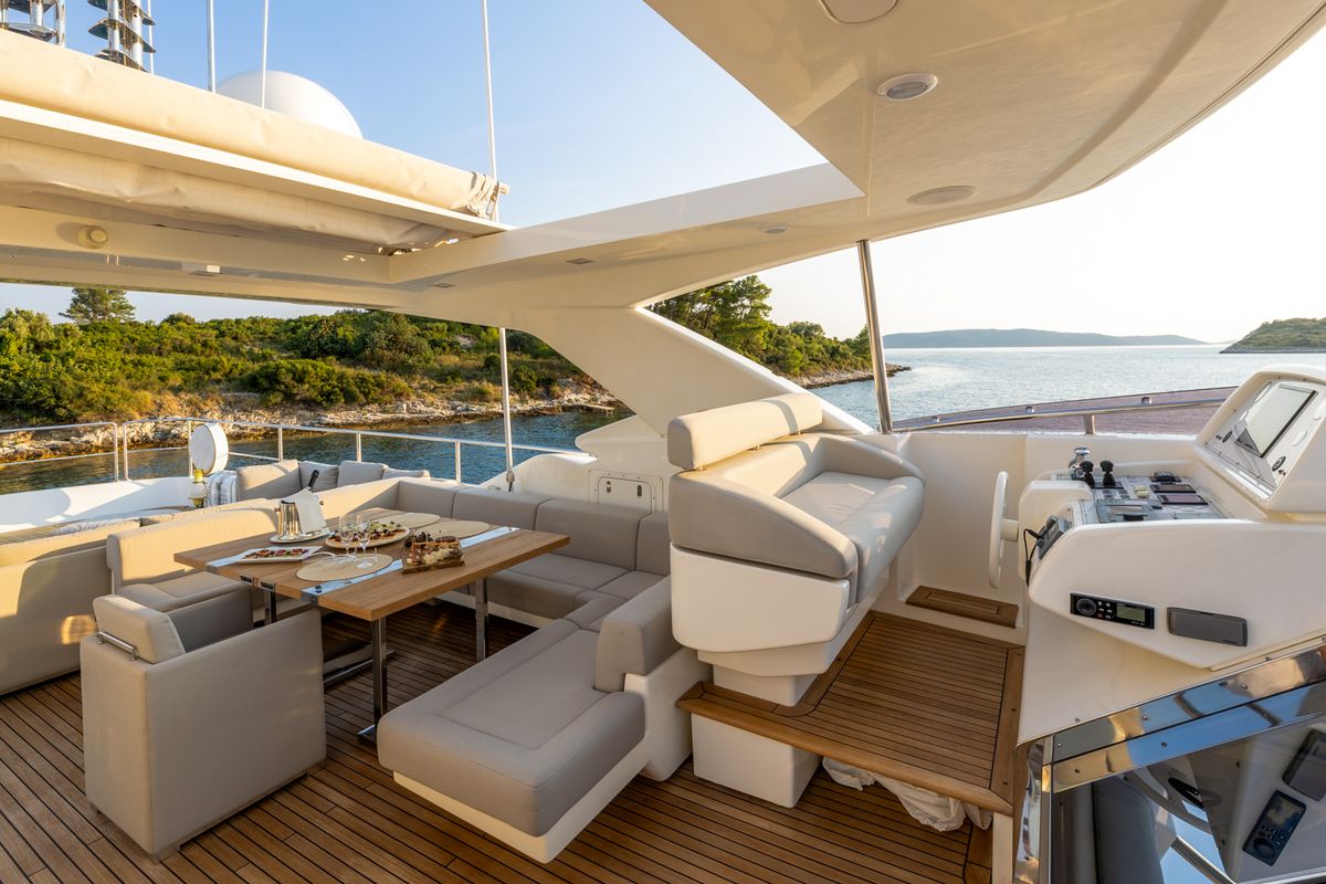 Deck of Morning Star, a Gulet Motoryacht yacht at Seget Donji, Croatia