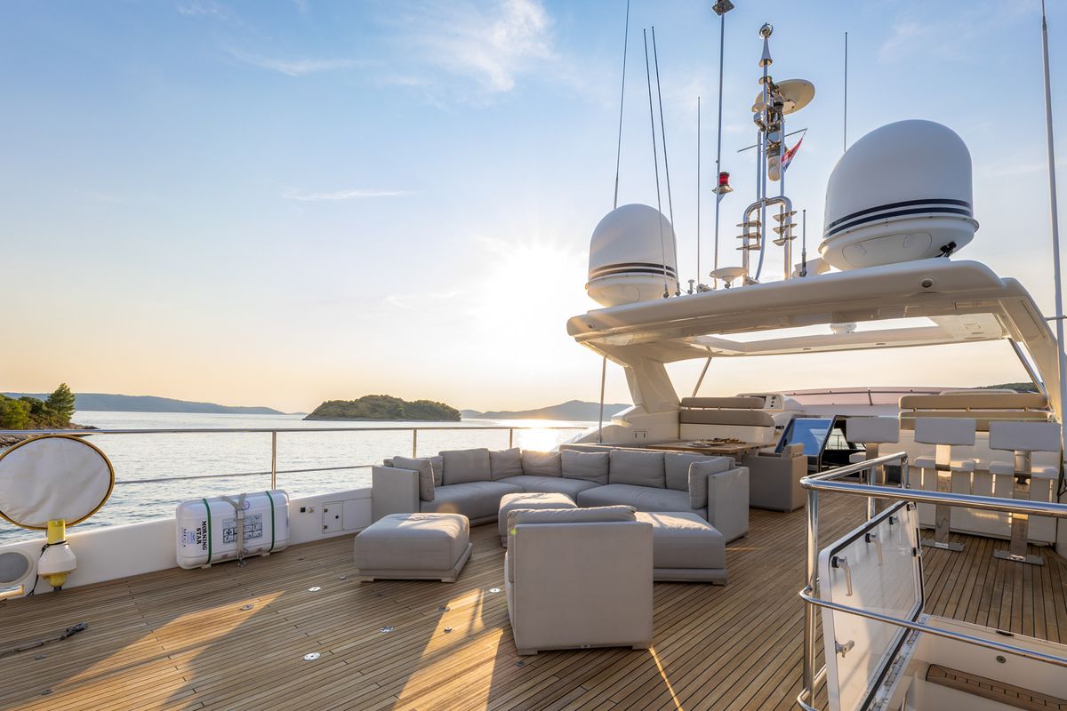 Deck of Morning Star, a Gulet Motoryacht yacht at Seget Donji, Croatia