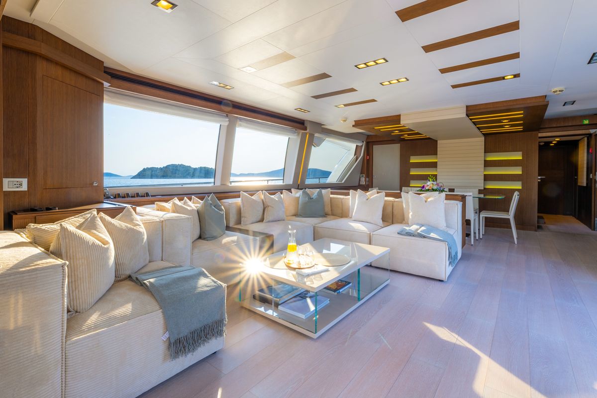 Salon of Morning Star, a Gulet Motoryacht yacht at Seget Donji, Croatia
