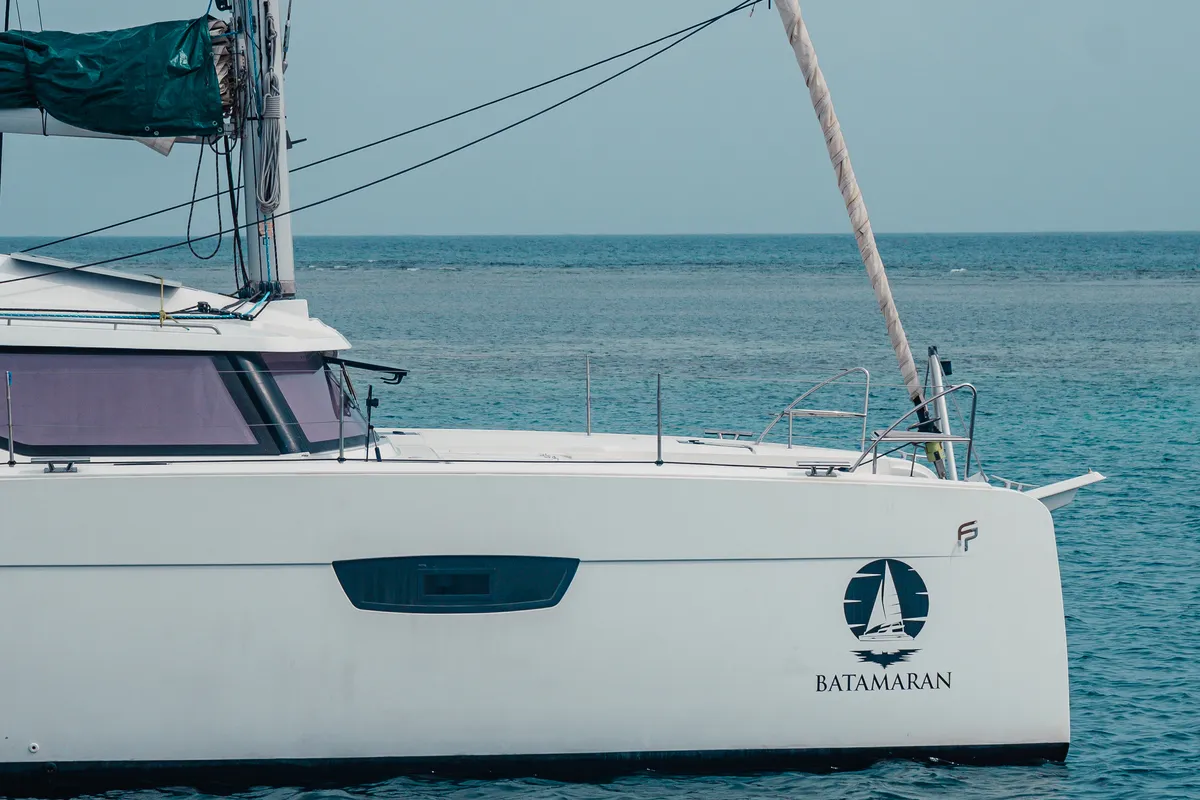 Exterior view of Batamaran, a Fountaine Pajot Elba 45 catamaran at San Blas, Panama