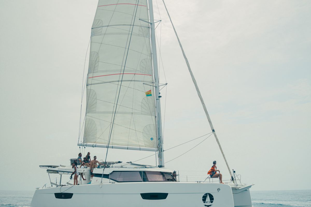 Exterior view of Batamaran, a Fountaine Pajot Elba 45 catamaran at San Blas, Panama