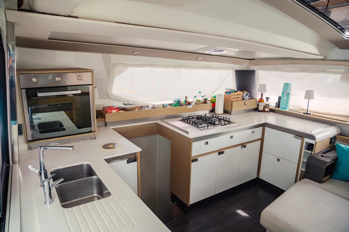 Galley of Batamaran, a Fountaine Pajot Elba 45 catamaran at San Blas, Panama
