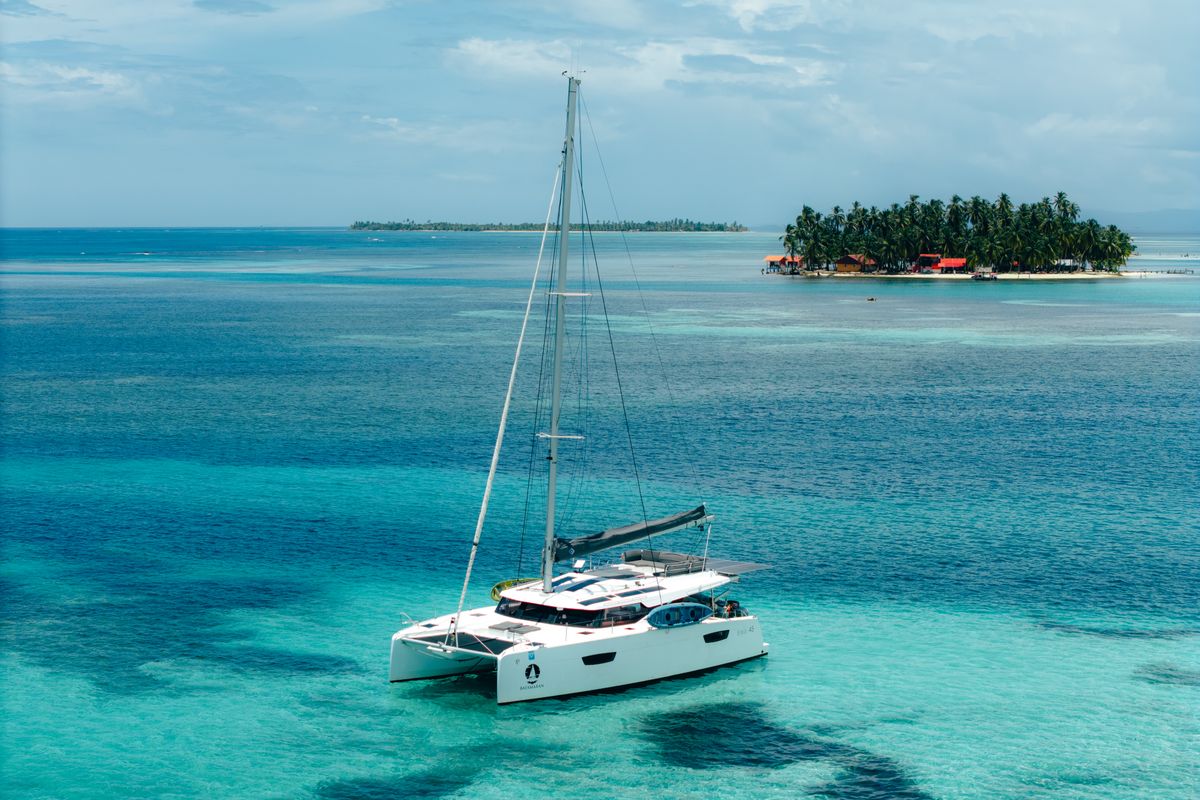 Exterior view of Batamaran, a Fountaine Pajot Elba 45 catamaran at San Blas, Panama