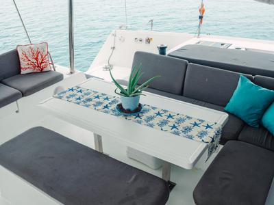 Deck of Batamaran, a Fountaine Pajot Elba 45 catamaran at San Blas, Panama