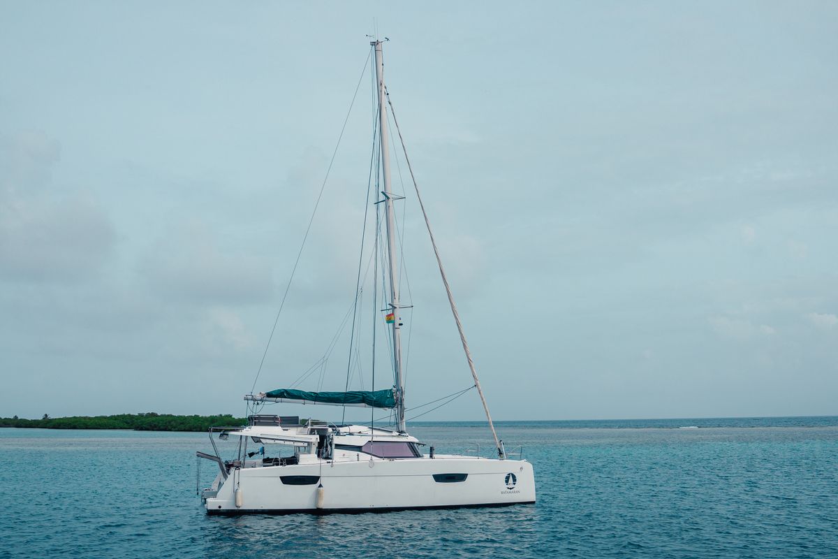 Exterior view of Batamaran, a Fountaine Pajot Elba 45 catamaran at San Blas, Panama