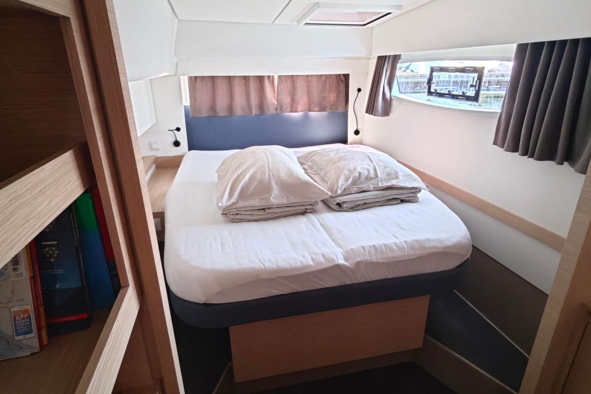 Cabin on Caramita, a Fountaine Pajot Elba 45 catamaran at Punat, Croatia