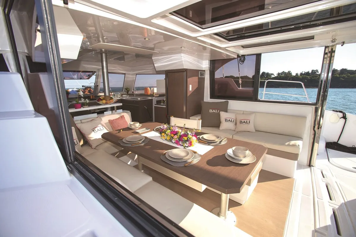 Salon of Sara, a Bali Catspace catamaran at Seget Donji, Croatia