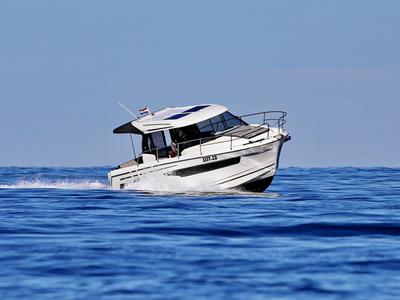 Exterior view of Bepo, a Jeanneau Merry Fisher 895 motorboat at Zadar, Croatia