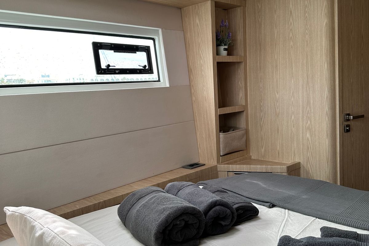 Cabin on Patagonia, a Lagoon 50 catamaran at Ibiza, Spain