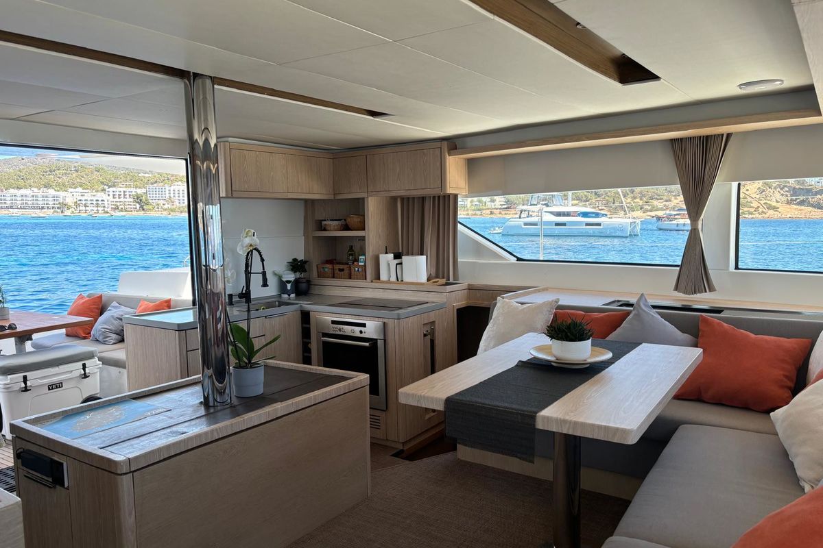 Galley of Patagonia, a Lagoon 50 catamaran at Ibiza, Spain