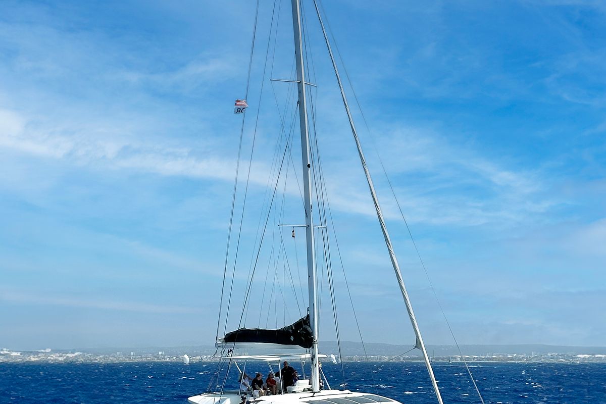 Exterior view of Patagonia, a Lagoon 50 catamaran at Ibiza, Spain