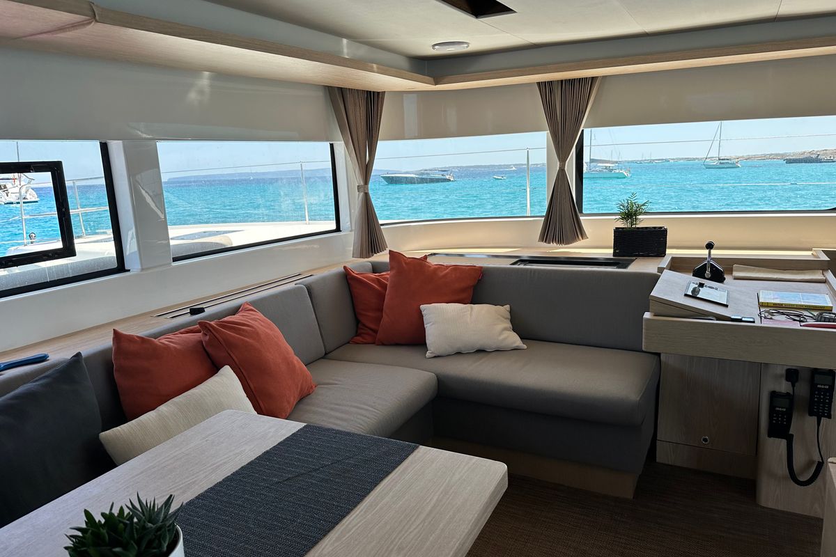 Salon of Patagonia, a Lagoon 50 catamaran at Ibiza, Spain