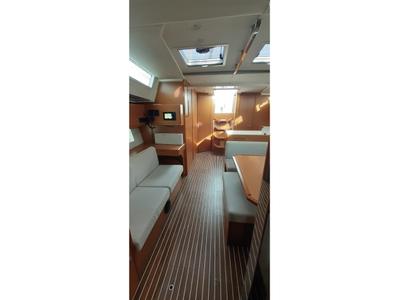 Salon of MARIA, a Bavaria C45 sailboat at Olbia, Italy