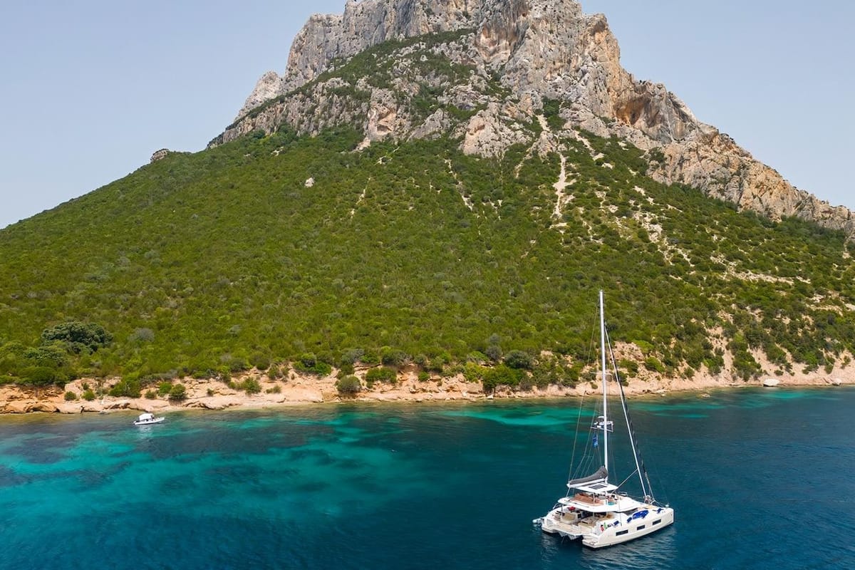 Exterior view of SAILUXE - Sami, a Lagoon 55 catamaran at Olbia, Italy