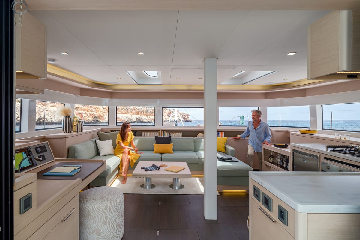 Salon of SAILUXE - Sami, a Lagoon 55 catamaran at Olbia, Italy