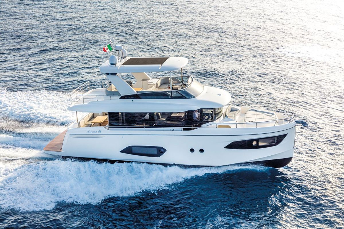Exterior view of KAIROS, a Absolute Yachts Navetta 52 motorboat at Općina Rogoznica, Croatia