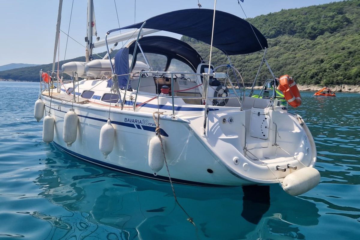 Exterior view of ANA, a Bavaria 30 Cruiser sailboat at Grad Labin, Croatia