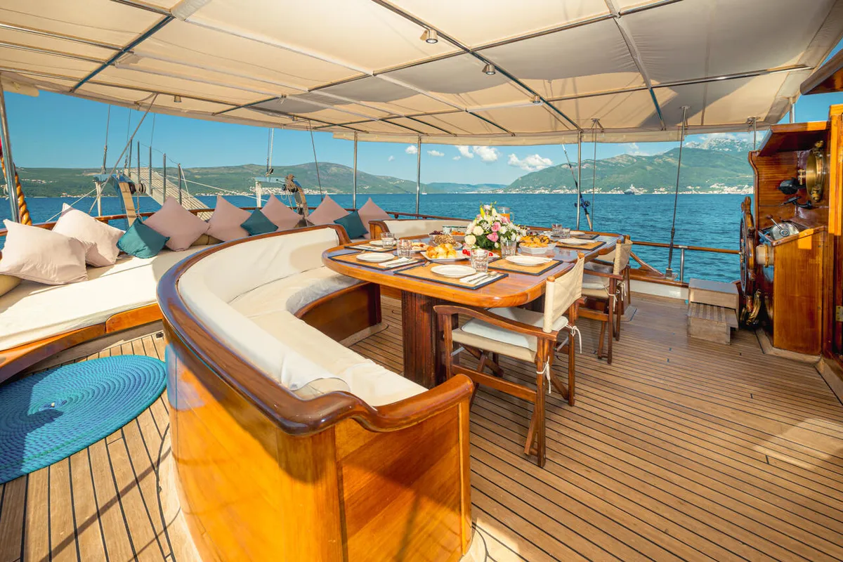 Deck of Kaptan Sevket, a Custom Made Kaptan Sevket yacht at Tivat, Montenegro