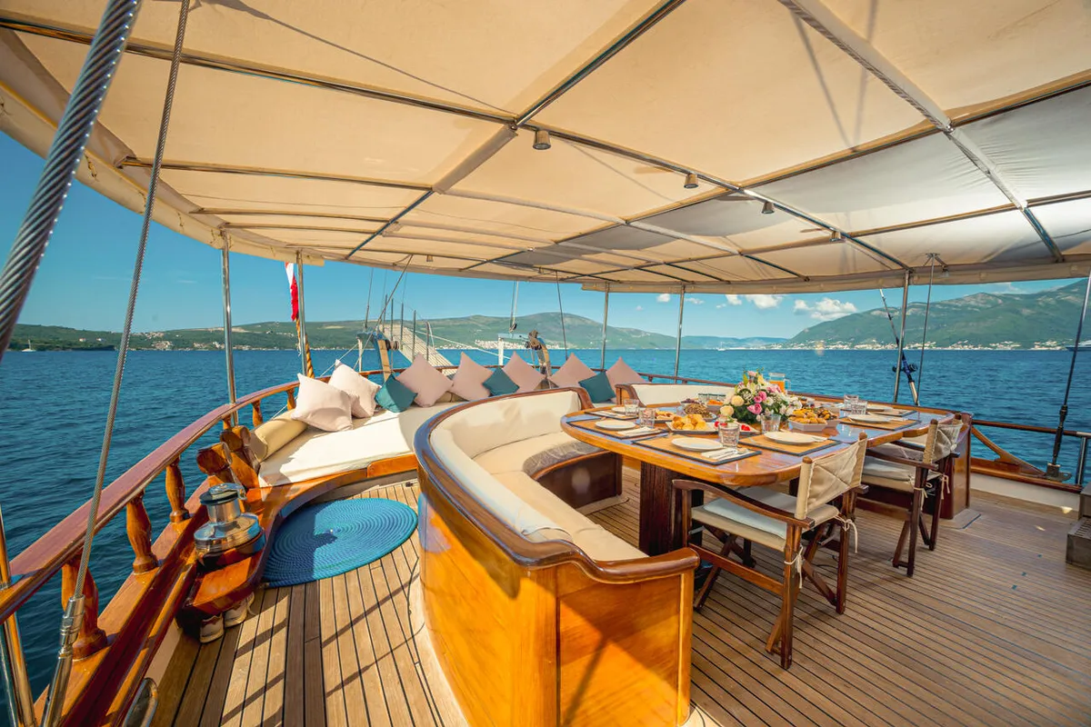 Deck of Kaptan Sevket, a Custom Made Kaptan Sevket yacht at Tivat, Montenegro