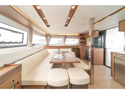 Salon of Vasiliki, a Lagoon 46 catamaran at Athens, Greece