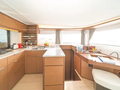 Galley of Vasiliki, a Lagoon 46 catamaran at Athens, Greece