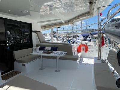 Deck of Liquid Asset, a Lagoon 42 catamaran at Marmaris, Turkey