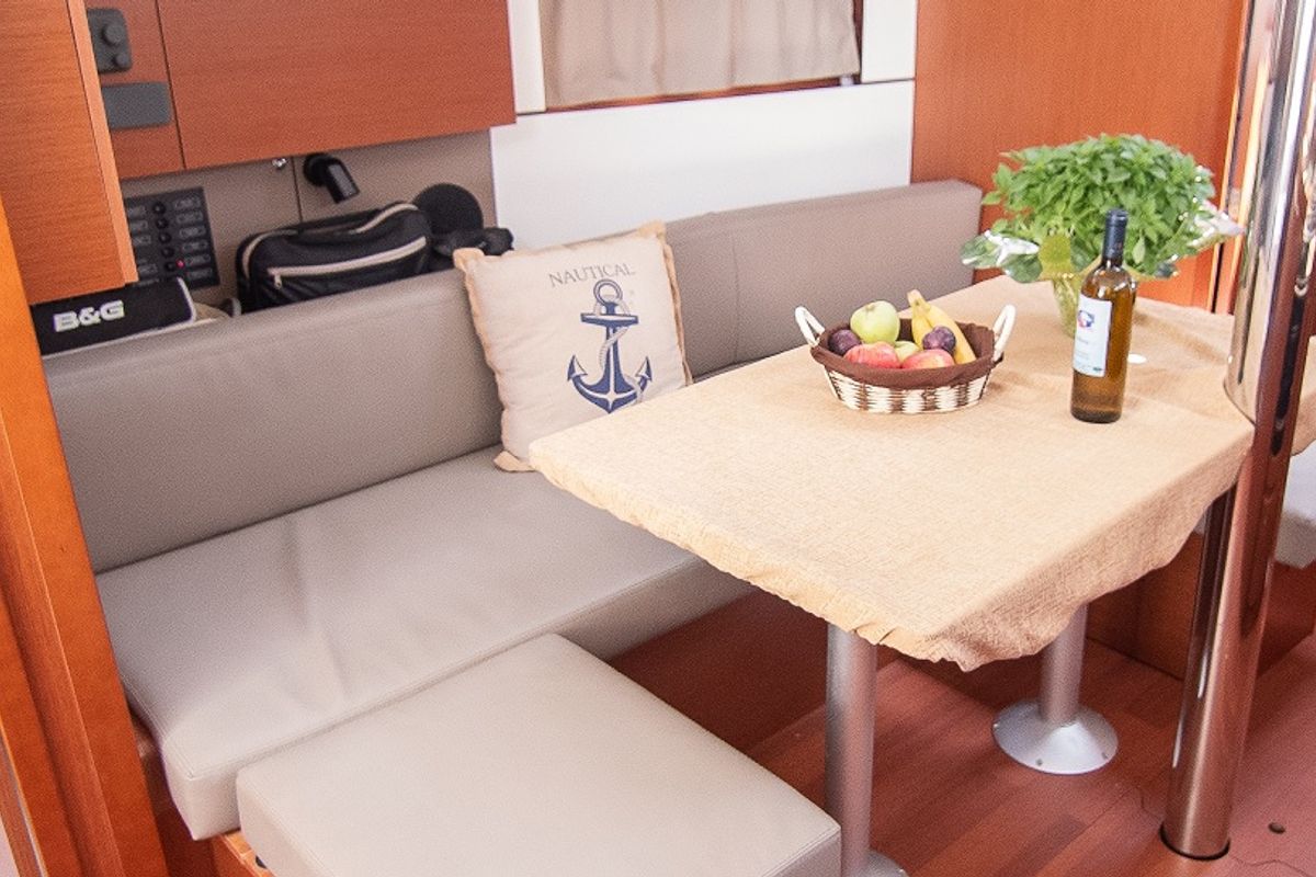 Salon of Marisa Sails 2025, a Beneteau Oceanis 38.1 sailboat at Municipal Unit of Lefkada, Greece
