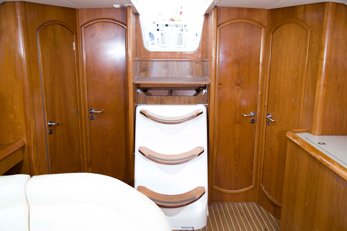 Salon of Elpida, a Jeanneau Sun Odyssey 45 sailboat at Sithonia Municipal Unit, Greece