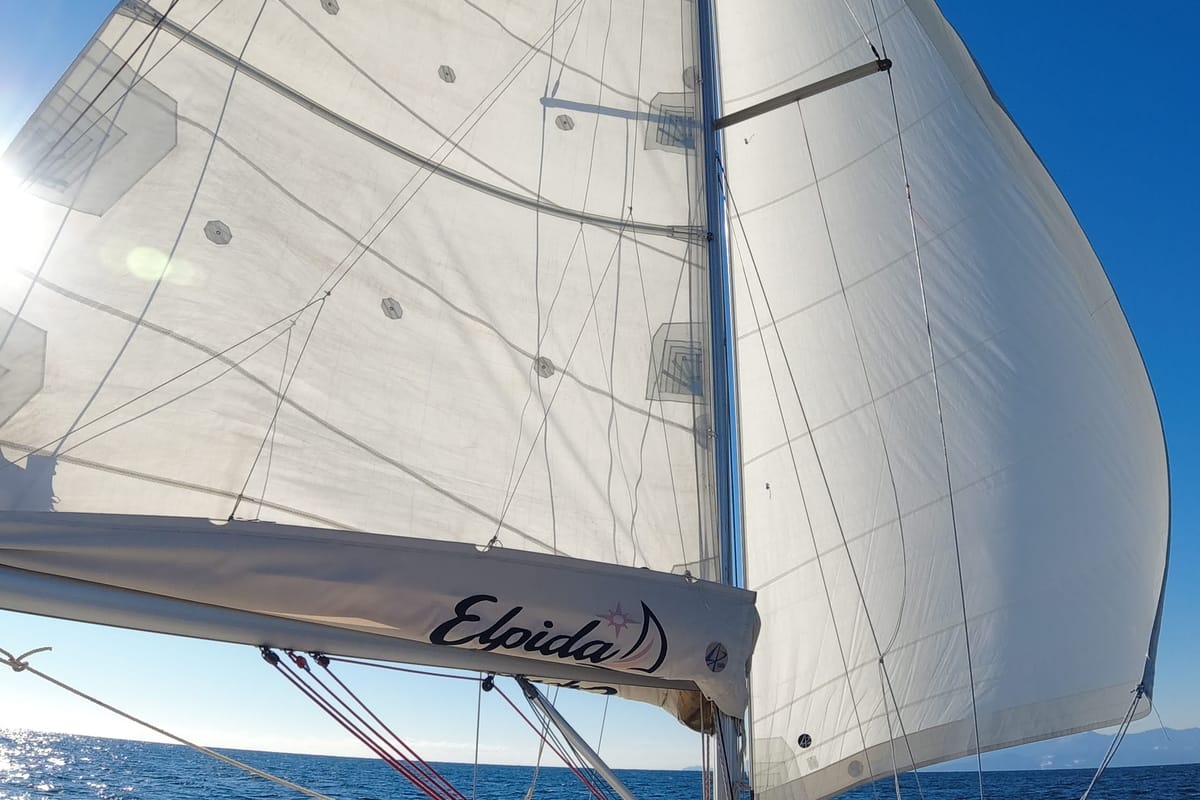 Exterior view of Elpida, a Jeanneau Sun Odyssey 45 sailboat at Sithonia Municipal Unit, Greece