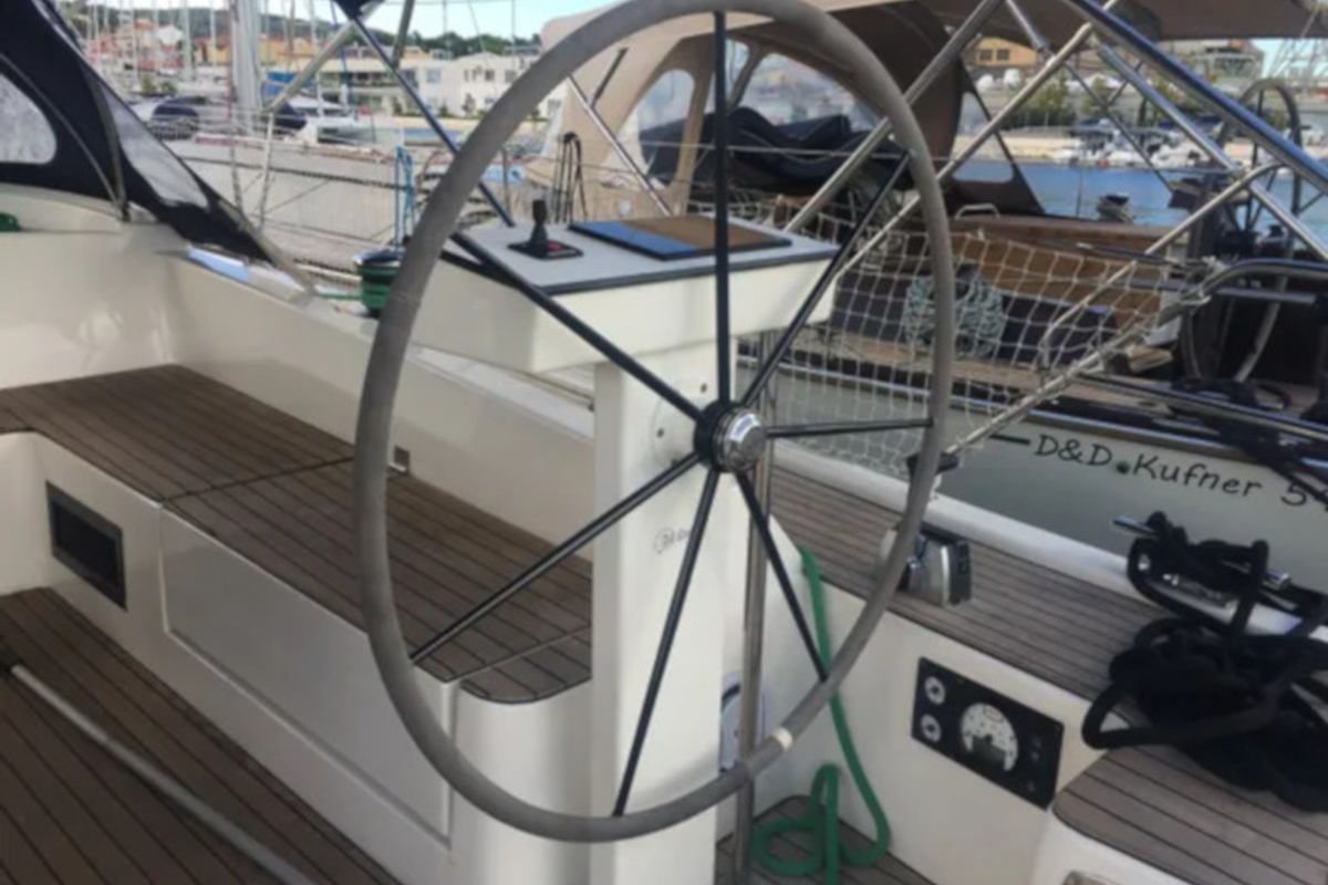 Cockpit of SAUTERNES, a D&D Kufner 54 sailboat at Grad Trogir, Croatia