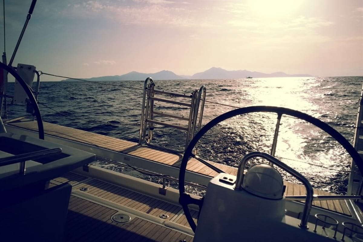 Cockpit of Warrior, a Beneteau Oceanis 41 sailboat at Kontokali, Greece
