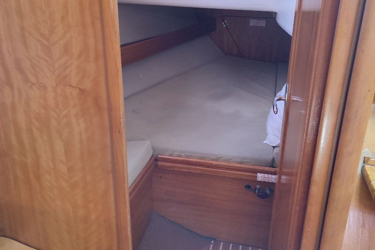 Cabin on Big Blue Horizon, a Bavaria 37 Cruiser sailboat at Gouvia, Greece