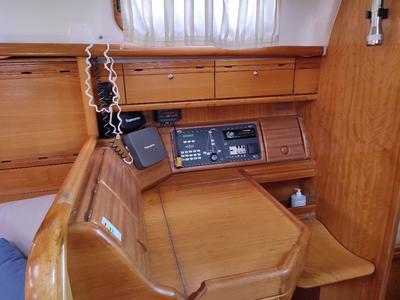 Cockpit of Big Blue Horizon, a Bavaria 37 Cruiser sailboat at Gouvia, Greece