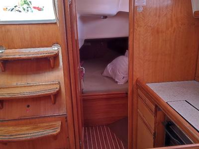 Cabin on Big Blue Horizon, a Bavaria 37 Cruiser sailboat at Gouvia, Greece