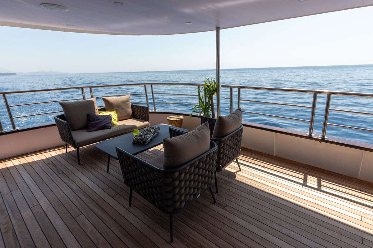 Deck of Antaris, a Gulet Luxury Motor Yacht yacht at Split, Croatia
