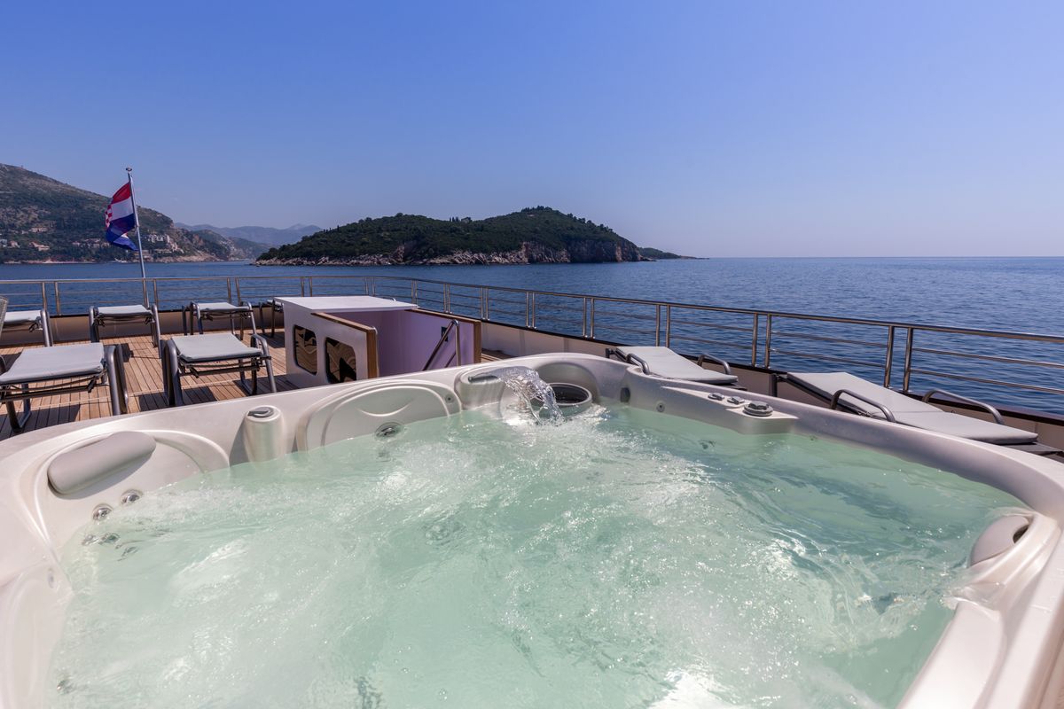 Deck of Antaris, a Gulet Luxury Motor Yacht yacht at Split, Croatia