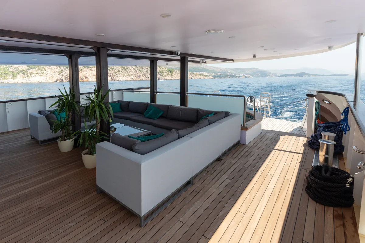Deck of Antaris, a Gulet Luxury Motor Yacht yacht at Split, Croatia