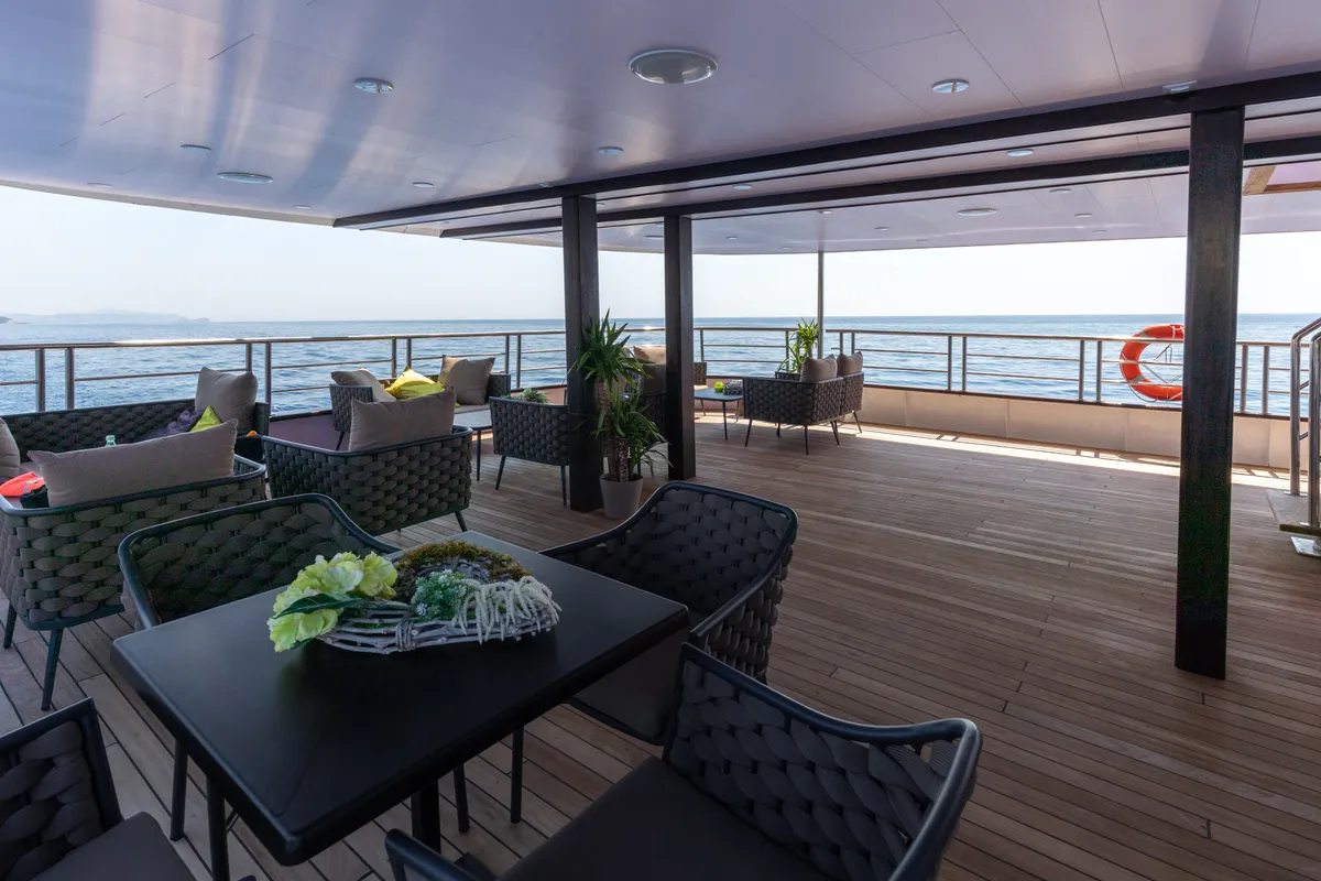 Deck of Antaris, a Gulet Luxury Motor Yacht yacht at Split, Croatia